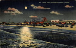 Moon over Jacksonville Beach Florida Postcard Postcard