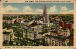 View Showing Universtity of Pittsburgh and Carnegie Tech. School Pennsylvania Postcard Postcard