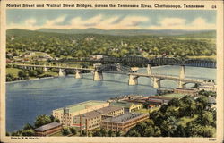 Market Street and Walnut Street Bridges across the Tennessee River Postcard