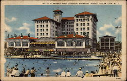 Hotel Flanders and Outdoor Swimming Pools Ocean City, NJ Postcard Postcard