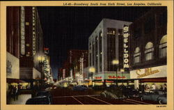 Broadway South from Sixth Street Postcard