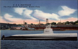 U.S.S. Nautilus, The First Atomic Submarine Groton, CT Postcard Postcard