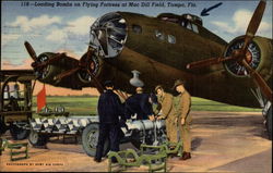 Loading Bombs on Flying Fortress at Macdill Field Tampa, FL Postcard Postcard