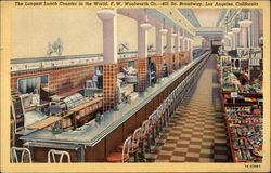 The Longest Lunch Counter in the World. F. W. Woolworth Co Los Angeles, CA Postcard Postcard