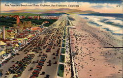 San Francisco Beach and Great Highway California Postcard Postcard