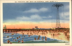 Parachute Jump, Beach and Boardwalk Coney Island, NY Postcard Postcard