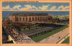 Crowd Leaving Municipal Stadium Cleveland, OH Postcard Postcard