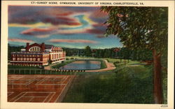 Sunset Scene, Gymnasium, University of Virginia Charlottesville, VA Postcard Postcard