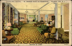 Loraine Hotel, Section of Lobby Postcard