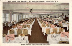 Main Dining Room, Hackney's Sea Food Restaurant Atlantic City, NJ Postcard Postcard