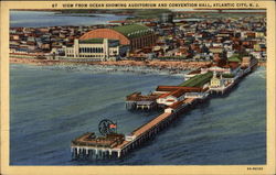 View from Ocean Showing Auditorium and Convention Hall Postcard