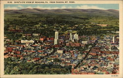 Bird's Eye View of Reading, PA, from Pagoda, Mt. Penn Pennsylvania Postcard Postcard