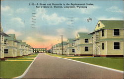 A Street and Barracks in the Replacement Center, Fort Francis E. Warren Postcard