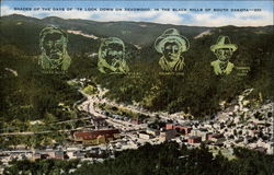 Shades of the Days of '76 Look Down on Deadwood Postcard