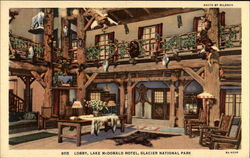 Lobby, Lake McDonald Hotel Glacier National Park, MT Postcard Postcard