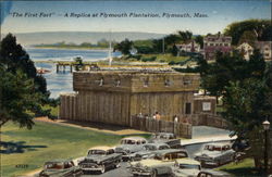 The First Fort - A Replica at Plymouth Plantation Massachusetts Postcard Postcard