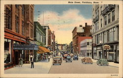 Main Street, Fitchburg, Mass Massachusetts Postcard Postcard