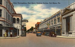 Main Thoroughfare, First Street, Business Section Postcard