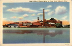 View of the A. Hormel & Co. on Cedar River Austin, MN Postcard Postcard