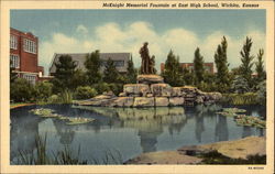 McKnight Memorial Fountain at East HIgh School Wichita, KS Postcard Postcard