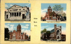 Second Baptist Church, First Christian Church, First M.E. Church, South, First Presbyterian Church Little Rock, AR Postcard Postcard