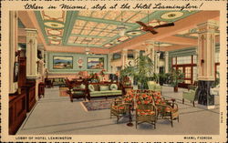 Lobby of Hotel Leamington Miami, FL Postcard Postcard