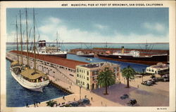 Municipal Pier at Foot of Broadway Postcard