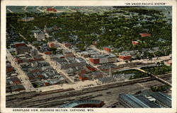 Aeroplane View, Business Section Cheyenne, WY Postcard Postcard