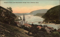 Harper's Ferry and Shenandoah Bridge from Jefferson Rock Harpers Ferry, WV Postcard Postcard