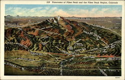 Panorama of Pikes Peak and the Pikes Peak Region Colorado Postcard Postcard