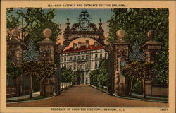 Main Gateway and Entrance to "The Breakers." Newport, RI Postcard Postcard