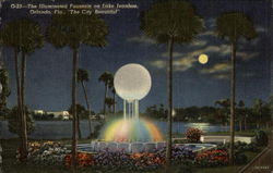 The Illuminated Fountain on Lake Ivanhoe Orlando, FL Postcard Postcard