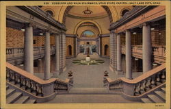 Corridor and Main Stairways, Utah State Capitol Salt Lake City, UT Postcard Postcard