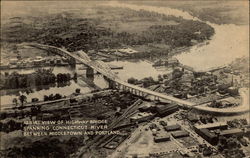 Aerial View of Highway Bridge Spanning Connecticut River Postcard