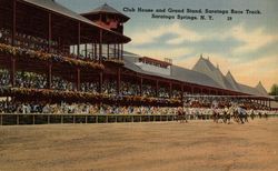 Club House and Grand Stand, Saratoga Race Track Saratoga Springs, NY Postcard Postcard