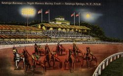 Saratoga Raceway-Night Harness Racing Track-N24A Saratoga Springs, NY Postcard Postcard