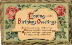 Loving Birthday Greetings Postcard Postcard