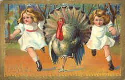 Thanksgiving Greetings w/Children Postcard Postcard