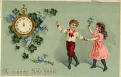 A Happy New Year - Children New Year's Postcard Postcard