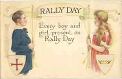 Rally Day Boy & Girl Postcard