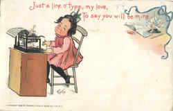 Girl w Typewriter Typewriters Postcard Postcard