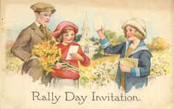 Rally Day Invitation Boy and Girls Postcard