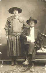 Couple with Hats Postcard