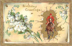 Birthday Greetings - Horseback Riding Postcard Postcard