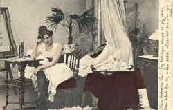 Woman in Bedrom Postcard