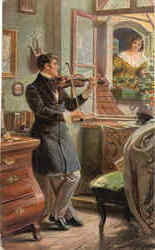 Serenade by Violin Romance & Love Postcard Postcard