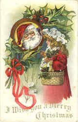 I wish you a merry Christmas Santa Postcard