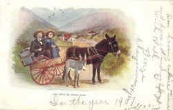 Will Be Home Soon - Cart w/Donkeys Postcard