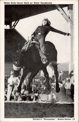 Mickey Hicks Rarin' Back an' Ridin' Blackhawk Rodeos Postcard Postcard