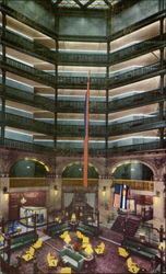 Unique Lobby of the famous Brown Palace Hotel Postcard